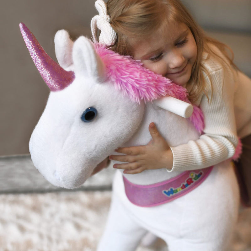 WondeRides Official Horse Kids Ride on Rocking Horse Toy Plush Riding Walking Unicorn Cycle