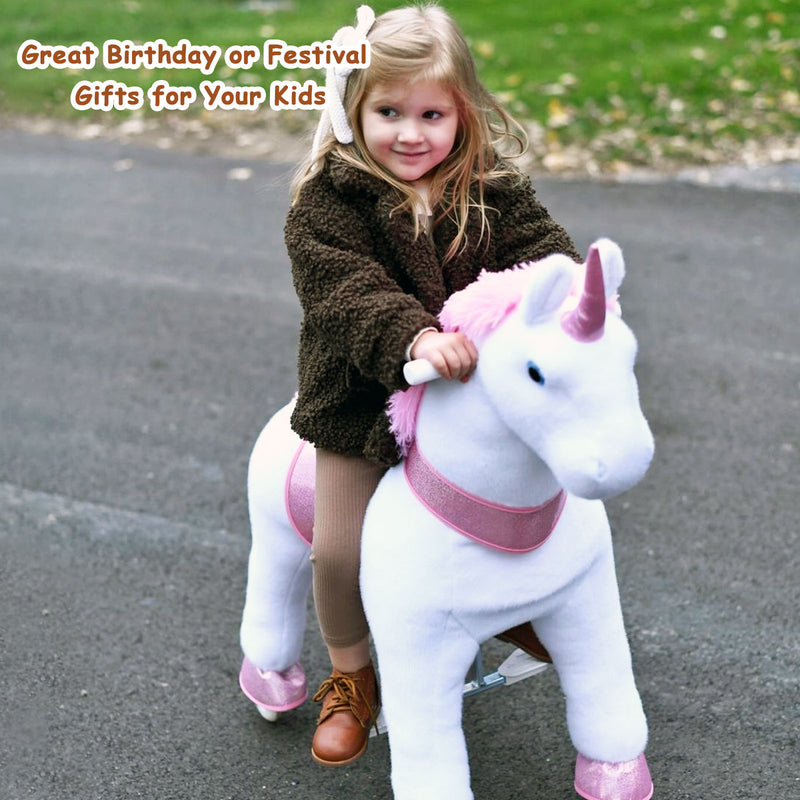 WondeRides Official Horse Kids Ride on Rocking Horse Toy Plush Riding Walking Unicorn Cycle