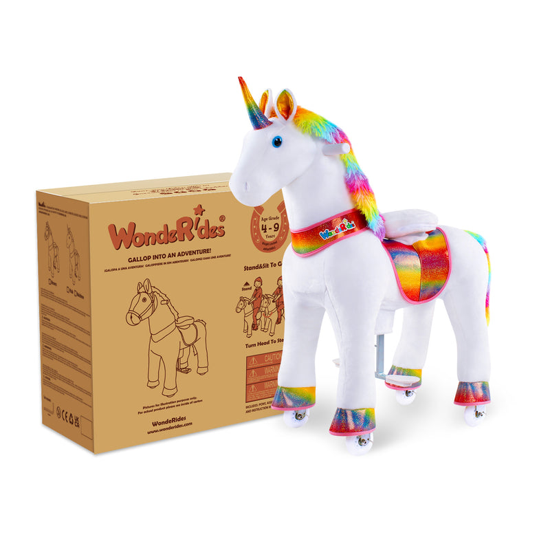 WondeRides Kids Ride on Horse Unicorn Riding Rocking Walking Riding Pony Cycle Toys for Children Boys Girls