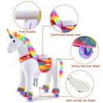 WondeRides Official Ride on Rainbow Unicorn Toys with Glowing Wheels, Rocking Riding Horse Pony Toy Size 4 for Kids 4-9 Years Old M432-2 Minimal Use