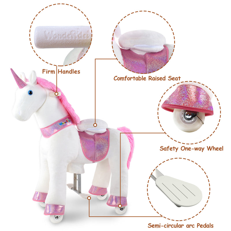 WondeRides Official Horse Kids Ride on Rocking Horse Toy Plush Riding Walking Unicorn Cycle