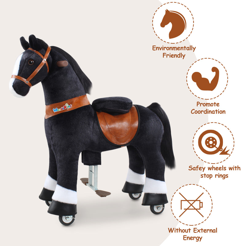 WondeRides Kids Ride on Walking Horse Ride on Black Horse Toys M347-1