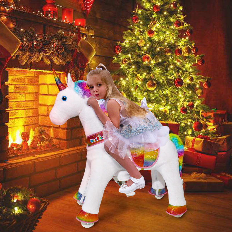 WondeRides Official Horse Kids Ride on Rocking Horse Toy Plush Riding Walking Unicorn Cycle