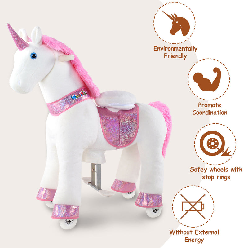 WondeRides Official Horse Kids Ride on Rocking Horse Toy Plush Riding Walking Unicorn Cycle