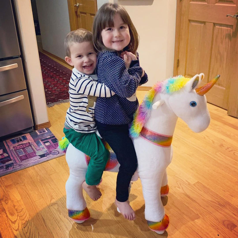 WondeRides Offical Ride on Unicorn Toy for Boys and Girls Plush Walking Horse Riding Pony Size 3 for 3-4 Years M332 Minimal Use
