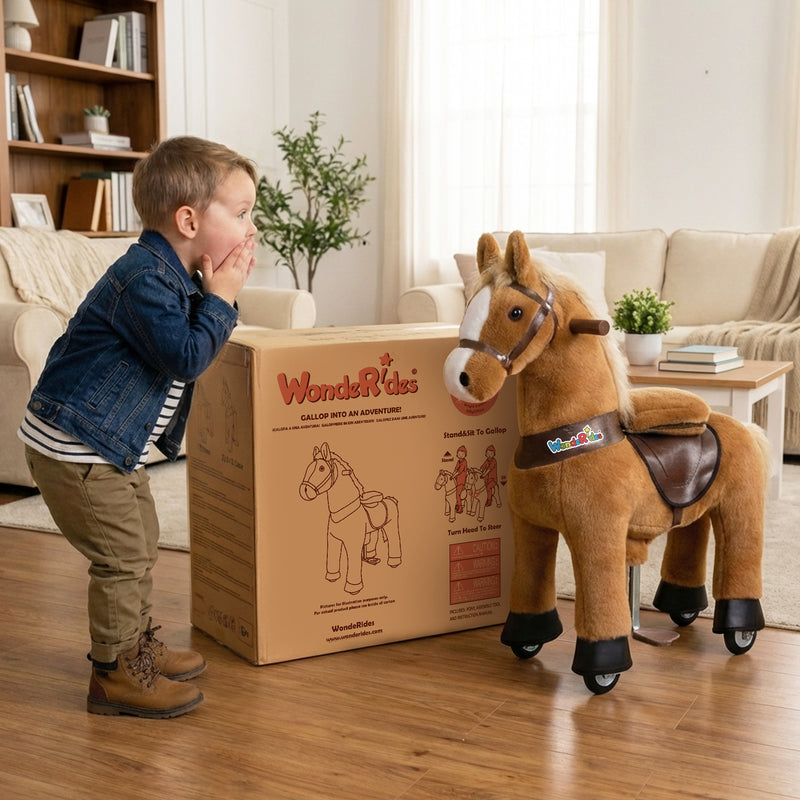 WondeRides Ride-On Horse & Unicorn – Plush Walking Pony for Kids 3