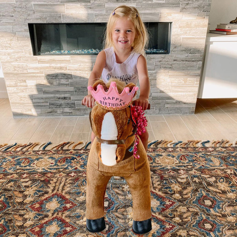 WondeRides Official Ride on Horse for Girls and Boys Plush Horse Gift Walking Horse Riding Toy with Wheels Size 4 for 4-9 Years M445 Minimal Use