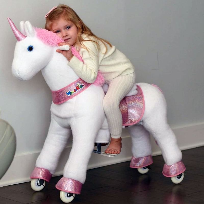 WondeRides Official Horse Kids Ride on Rocking Horse Toy Plush Riding Walking Unicorn Cycle