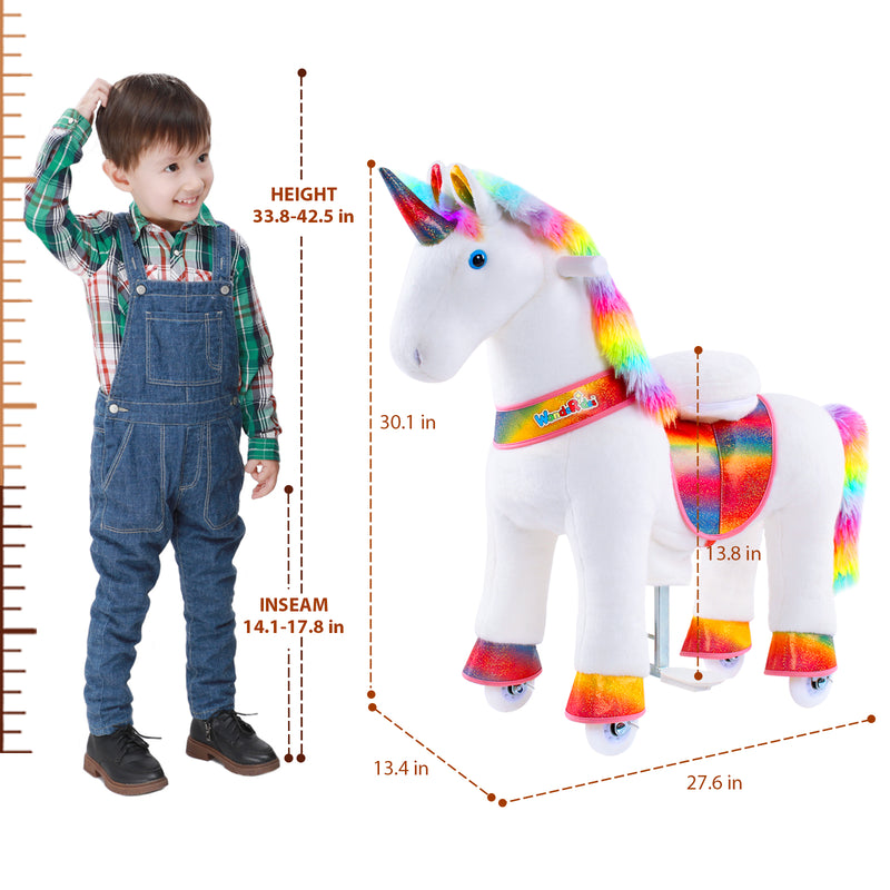 WondeRides Offical Ride on Unicorn Toy for Boys and Girls Plush Walking Horse Riding Pony Size 3 for 3-4 Years M332 Minimal Use