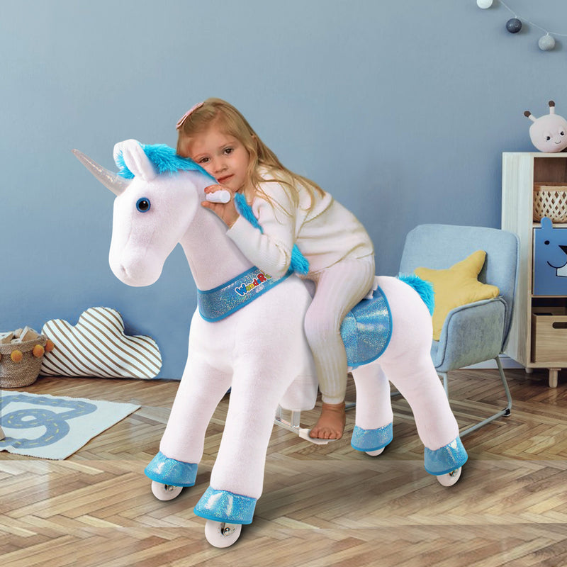 WondeRides Official Horse Kids Ride on Rocking Horse Toy Plush Riding Walking Unicorn Cycle
