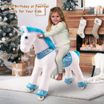 WondeRides Official Horse Kids Ride on Rocking Horse Toy Plush Riding Walking Unicorn Cycle