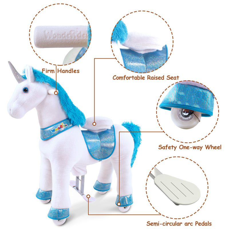 WondeRides Official Horse Kids Ride on Rocking Horse Toy Plush Riding Walking Unicorn Cycle