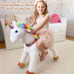 WondeRides Ride on Rainbow Unicorn Toys for Girls Ride on Horse Riding Pony Toy for Kids 4-9 Years Old M432