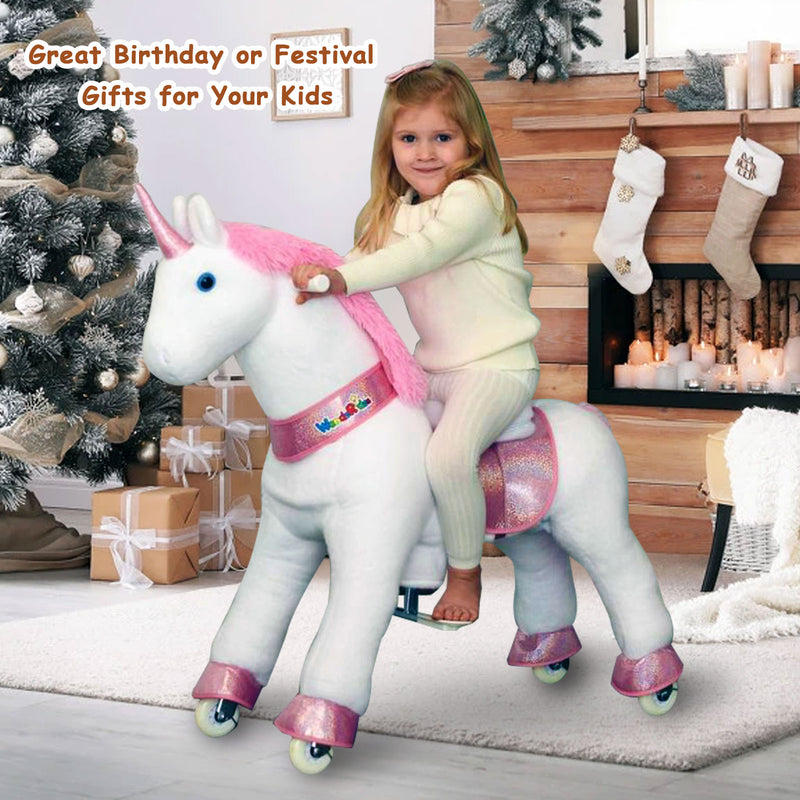 WondeRides Ride on Walking Unicorn Cycle Rocking Horse Riding Toy for 3-5 Years Old