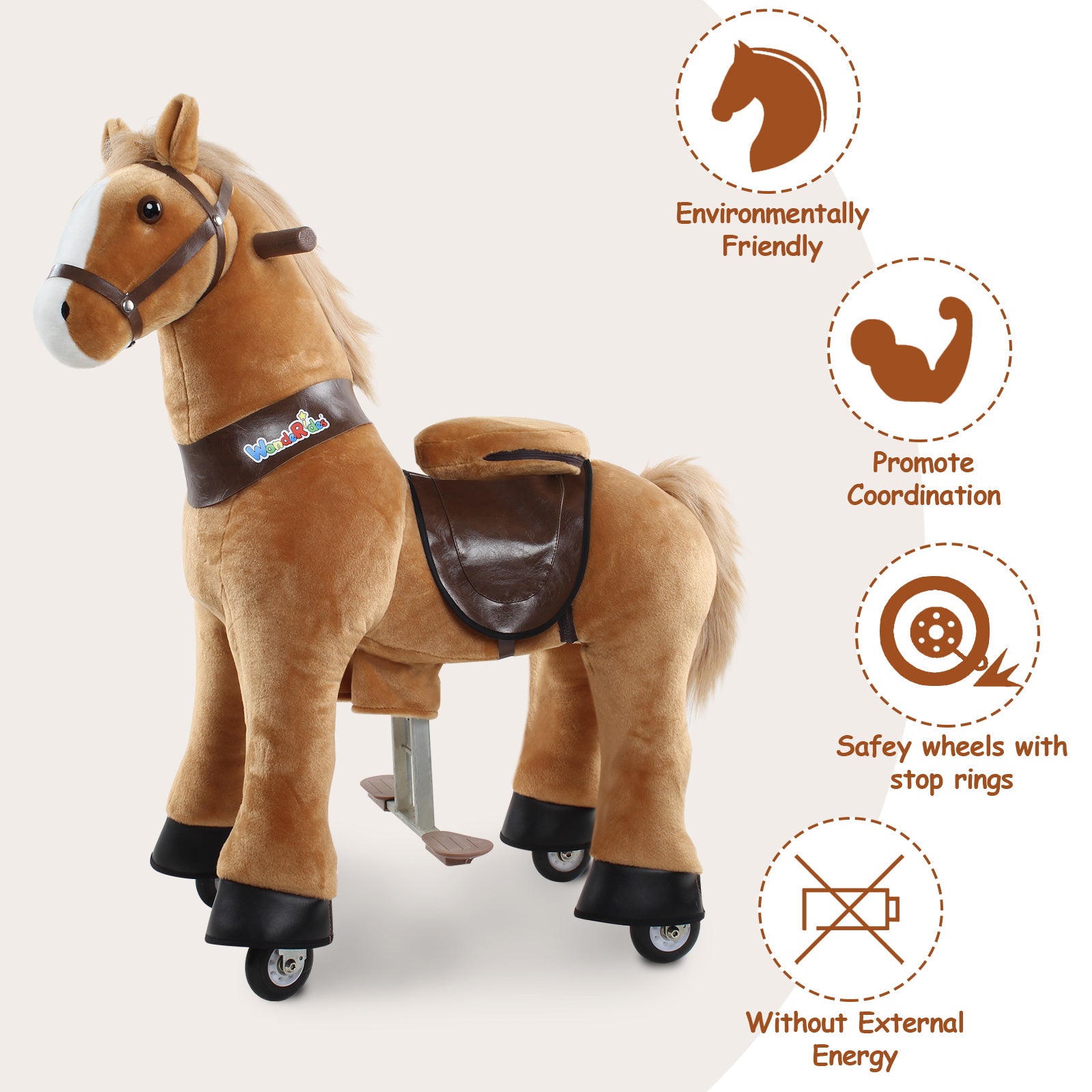 WondeRides Ride on Horse Toy for Boys and Girls Premium Plush